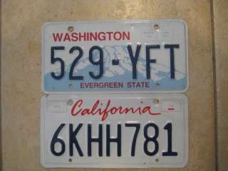 License Plates, Washington & California, 2 pl8s for $5  