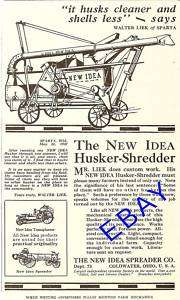 1927 NEW IDEA CORN HUSKER & SHREDDER AD COLDWATER OHIO  