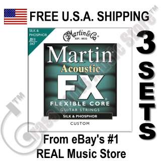 Sets Martin FX SILK & PHOSPHOR Flexible Core ACOUSTIC GUITAR Strings 