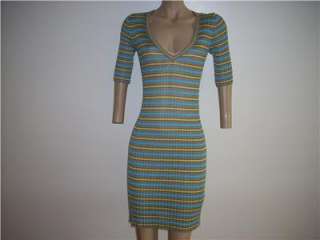 NWT M Missoni Multicolor Stripe Knit V Neck Dress 42 US 6  