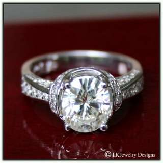 95 CT MOISSANITE OVAL SOLITAIRE PAVE ENGAGEMENT RING  