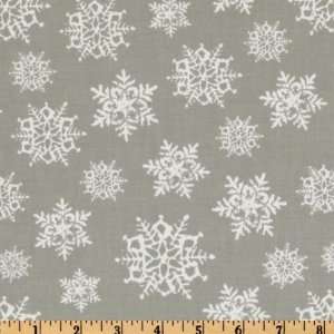  44 Wide Holly Jolly Snowflakes Grey Fabric By The Yard 