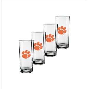  Collegiate Clemson Logo Drinkware   Set of 4 Kitchen 