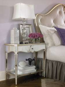 Mirrored Silver Leaf Rococo Nightstand  