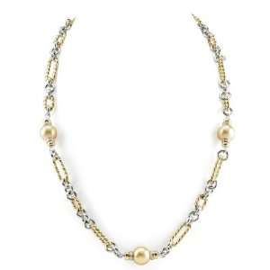   14K Italian Gold 11mm South Sea Pearl & Diamond Designer Necklace