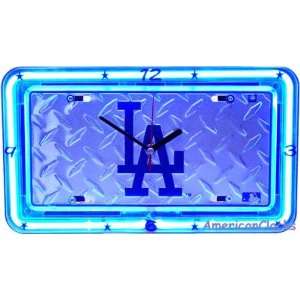  LA Dodgers MLB Baseball Neon License Plate Clock