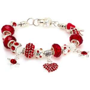 Royal Diamond Red Heart Bunny Fashion Designer Bracelet with Swarovski 