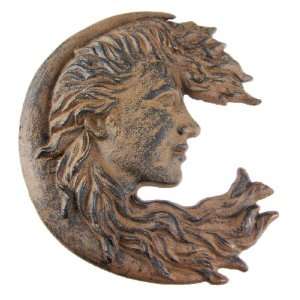  Cast Iron Crescent Moon Lady Wall Hanging Antiqued