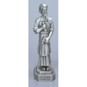  St. Joseph the Worker   3 1/2 Pewter Statue with Prayer Card 