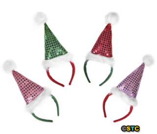 Red Sequin Santa Hat Headband ~ FUN HALLOWEEN CHRISTMAS COSTUME PARTY 