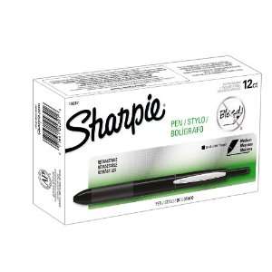 Sharpie Pen RT Retractable Grip Medium Point Pens, 12 Black Ink Pens 