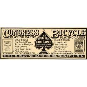   Ad Congress Bicycle Playing Cards Deck Game Pack   Original Print Ad