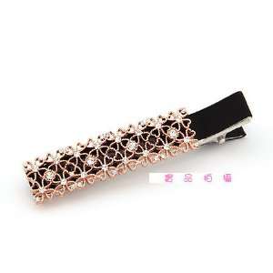 Hair Clip   Rectangle Shape Cover with Black Textile & Decorate with 