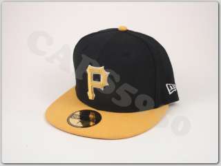 Pittsburgh Pirates Cap New Era Fitted Hat Black&Yellow  
