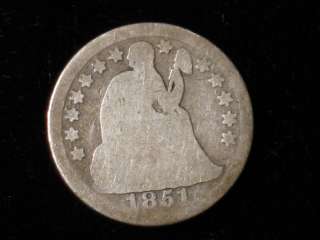 1851 SEATED LIBERTY DIME   US SILVER COIN  