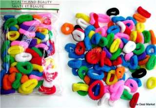 100 Terry Elastic Ponytail Hair Holder MULTI COLOR PACK  