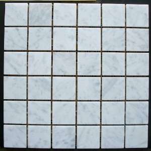   (Bianco Carrera) 2x2 Square Mosaic Tile Honed   Marble from Italy