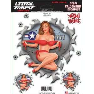  Lethal Threat Bomber Girl Pin Up Decal LT88159 Automotive