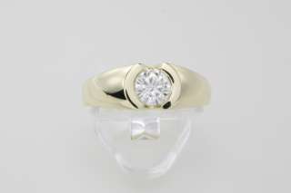 Yellow Gold Moissanite Mens Solitaire Ring 1 Carat 1.00  