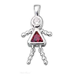 Sterling Silver 18 Box Chain Necklace With July Birthstone Babies 