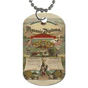 Freemason Masonic Diploma 2 Sided Dog Tag Necklace  