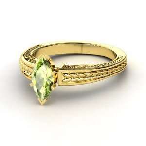    Marquise Ceres Ring, Marquise Peridot 18K Yellow Gold Ring Jewelry