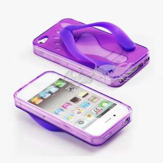 Flip flop Slippers TPU Case for iPhone 4 4G   Purple   