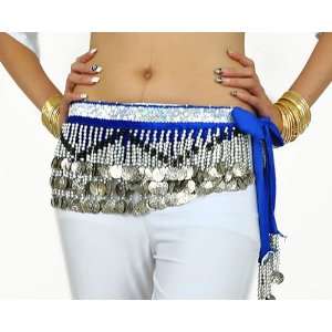  Bellyqueen™ Multi Row Bellydance Hip scarf, With Silver 