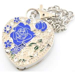    Blue Rose Heart Shaped Handbag Hanger w/ Chain