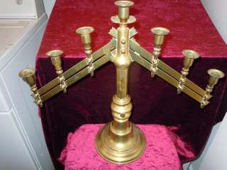   BRASS CHURCH CANDLEABRA OLD RELIGIOUS CATHOLIC ALTAR DATED 1883 PRIEST