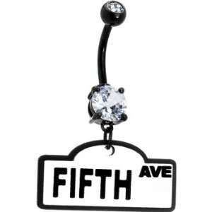  White Fifth Avenue Street Sign Belly Ring Jewelry