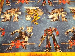 Robots Transformers Galaxy Megatron Stars Blue Cotton Fabric BTY 