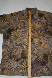   Hawaiian Shirt Lavender and Gold Palm Fronds Large 100% Cotton  
