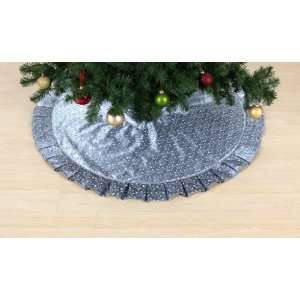 Jaclyn Smith Midnight Clear 52in Tree Skirt Blue Satin with White 