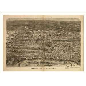 Historic Philadelphia, Pennsylvania, c. 1872 (L) Panoramic Map Poster 
