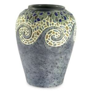  Ceramic vase, Blue Waves