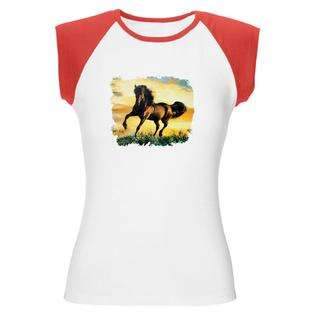 Artsmith Inc Womens Cap Sleeve T Shirt Horse at Sunset