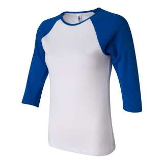Ladies 3/4 Sleeve Baseball Jersey T Shirt ¾ Top Tee Bella 2000 Size S 