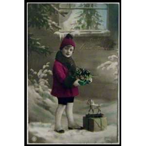  German Merry Christmas Postcard 1928 Real Photograph PC 