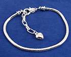 Silver Lobster Clasp Heart Charms, Snake Chain Bracelet Fit 