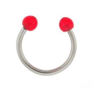   STEEL HORSESHOE WITH BALL RED Gauge 14, Ball Size 4mm Sold as a Pair