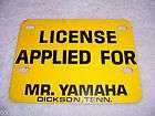 Vintage 1970s TN Motorcycle License Plate MR. YAMAHA Dickson, Tenn 