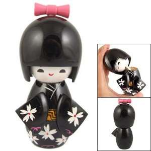   Black Kimono Smiling Girl Wood Kokeshi Doll Toy Arts, Crafts & Sewing