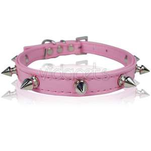 14 17 Pink 8 Spiked Leather Dog Collar Medium Spikes  