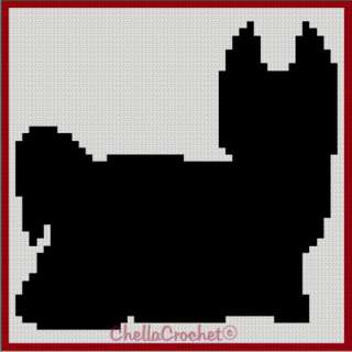   Yorkshire Terrier Silhouette afghan crochet square graphs