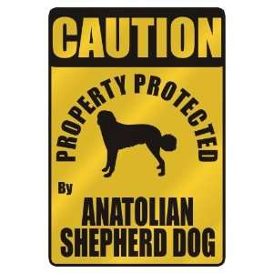 CAUTION  PROPERTY PROTECTED BY ANATOLIAN SHEPHERD DOG  PARKING SIGN 