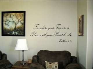 For where your treasure is Religious Vinyl Wall Art Words Decals 
