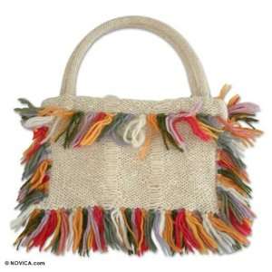  Alpaca wool and cotton handbag, Playful Color Kitchen 