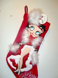 BETTY BOOP FANCY RED & BOA CHRISTMAS STOCKING NEW  