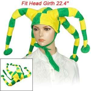 Amico Neck Strap Horned Green Ylw Jester Clown Hat Party Prop  